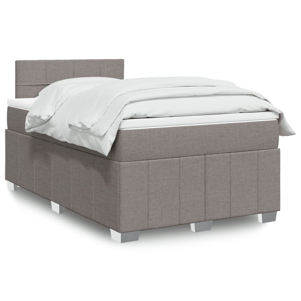 Boxspring met matras stof taupe 120x190 cm – afbeelding 1