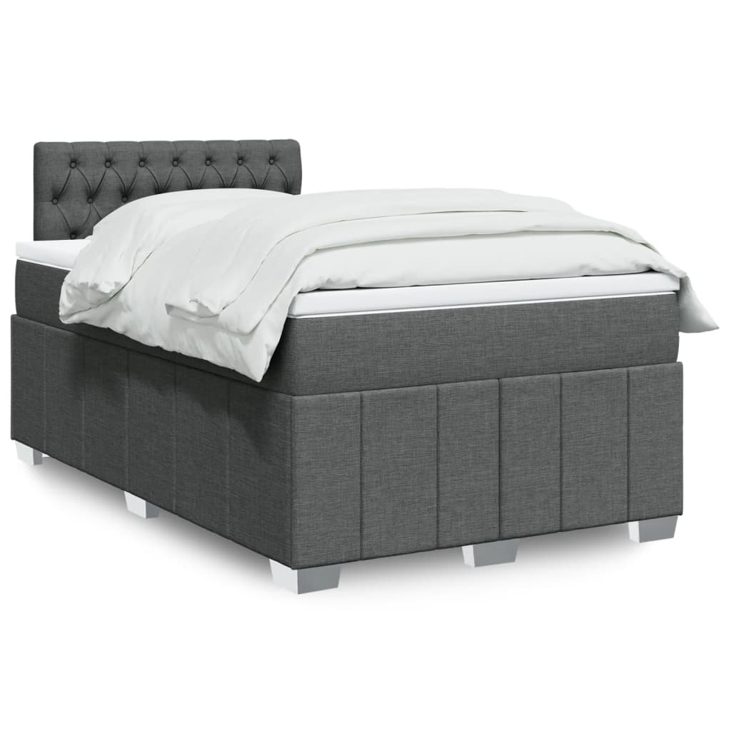 Boxspring met matras stof donkergrijs 120x190 cm – afbeelding 1