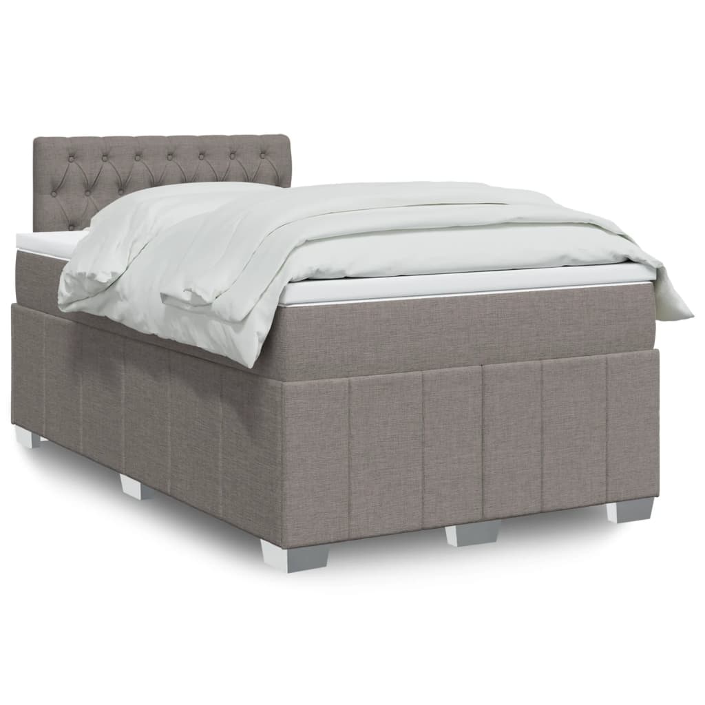 Boxspring met matras stof taupe 120x190 cm – afbeelding 1