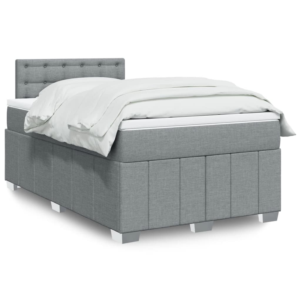 Boxspring met matras stof lichtgrijs 120x190 cm – afbeelding 1