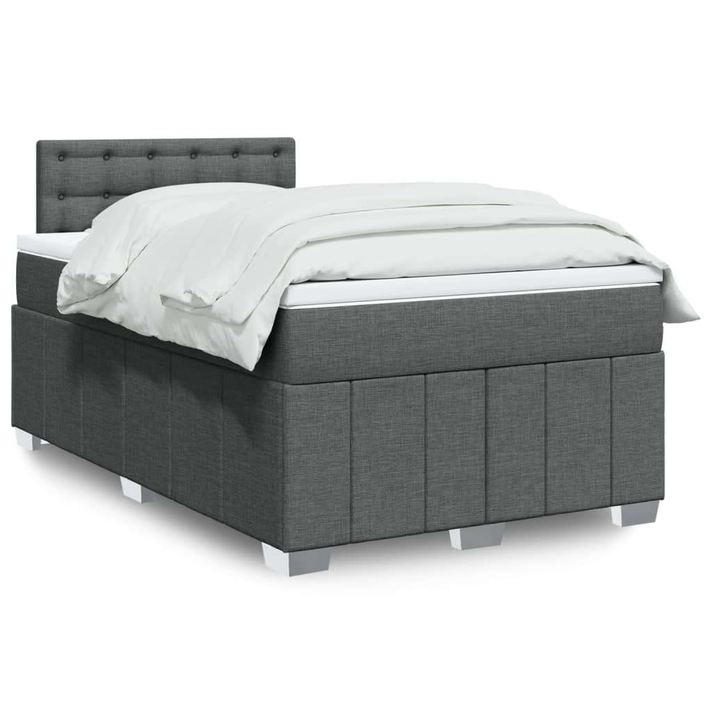 Boxspring met matras stof donkergrijs 120x190 cm – afbeelding 1
