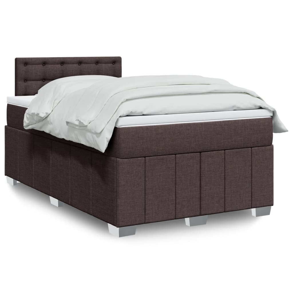 Boxspring met matras stof donkerbruin 120x190 cm – afbeelding 1