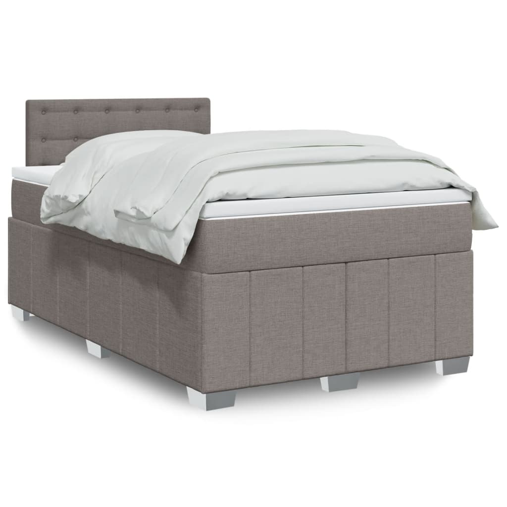Boxspring met matras stof taupe 120x190 cm – afbeelding 1