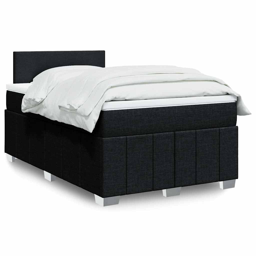 Boxspring met matras stof zwart 120x200 cm – afbeelding 1