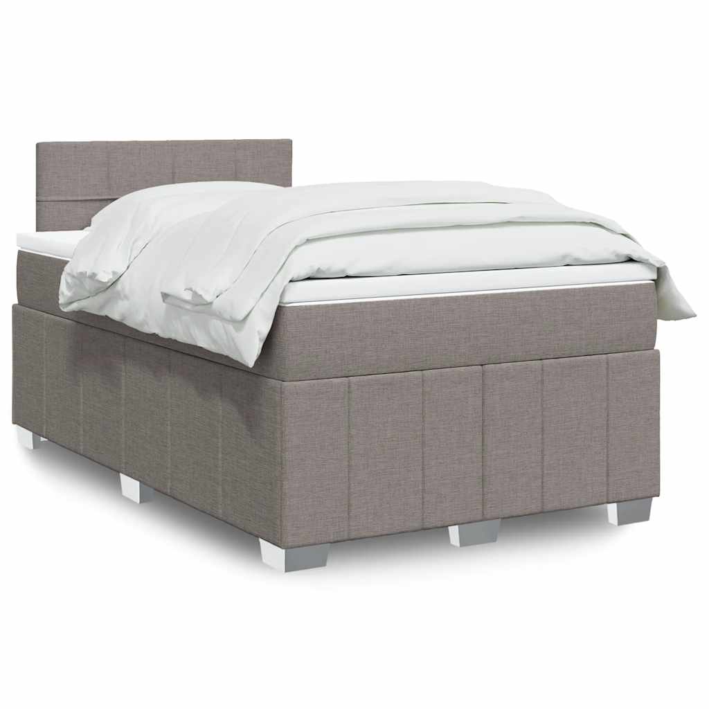 Boxspring met matras stof taupe 120x200 cm – afbeelding 1