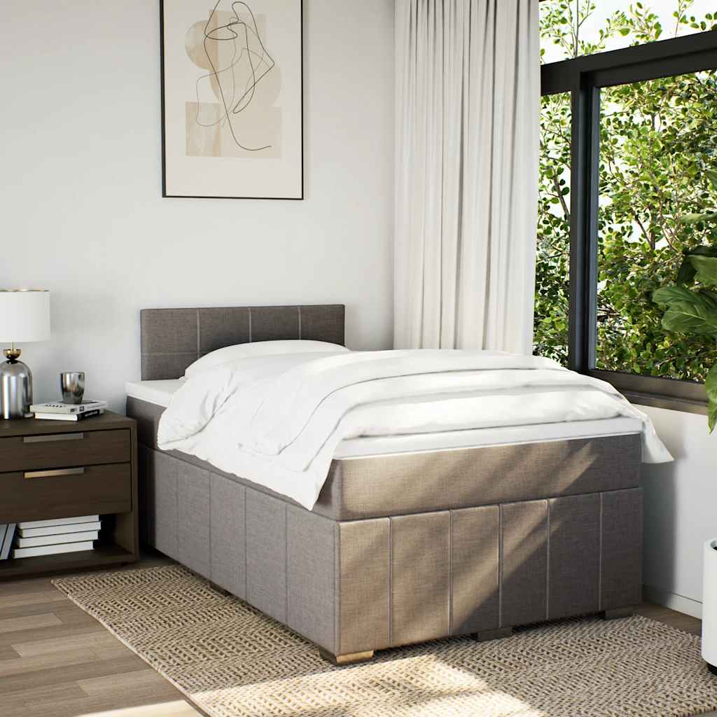 Boxspring met matras stof taupe 120x200 cm – afbeelding 3