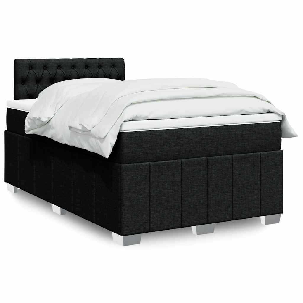 Boxspring met matras stof zwart 120x200 cm – afbeelding 1