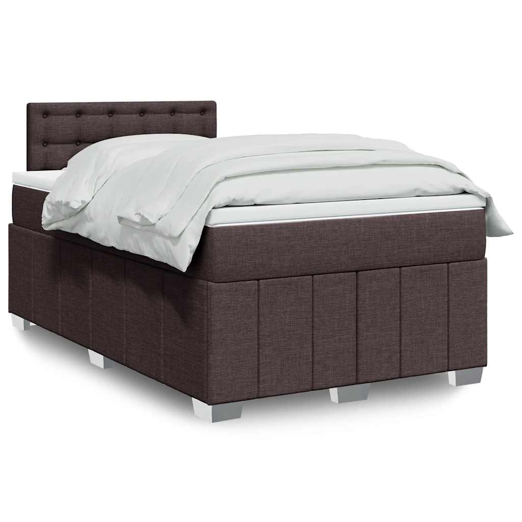 Boxspring met matras stof donkerbruin 120x200 cm – afbeelding 1