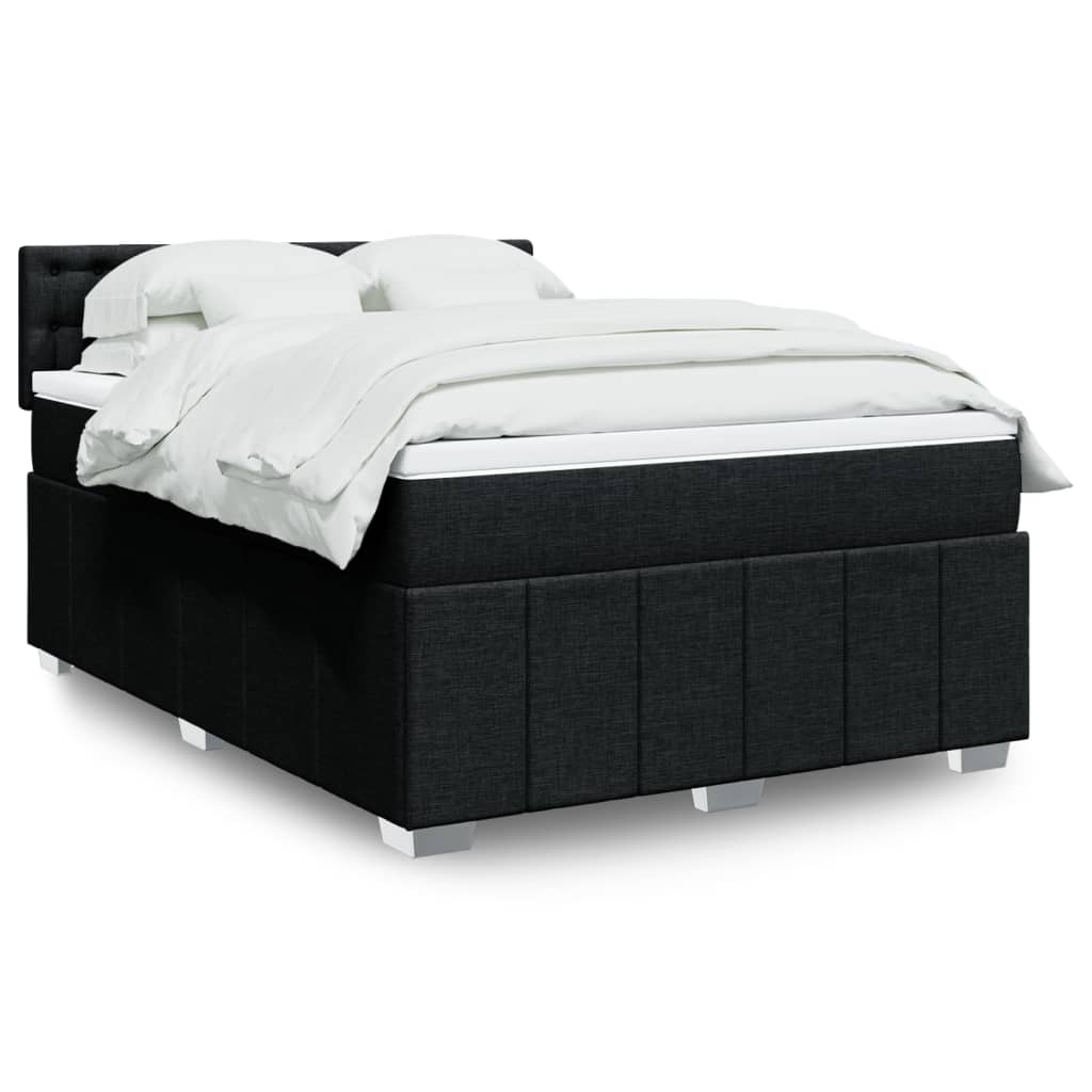 Boxspring met matras stof zwart 140x190 cm – afbeelding 1