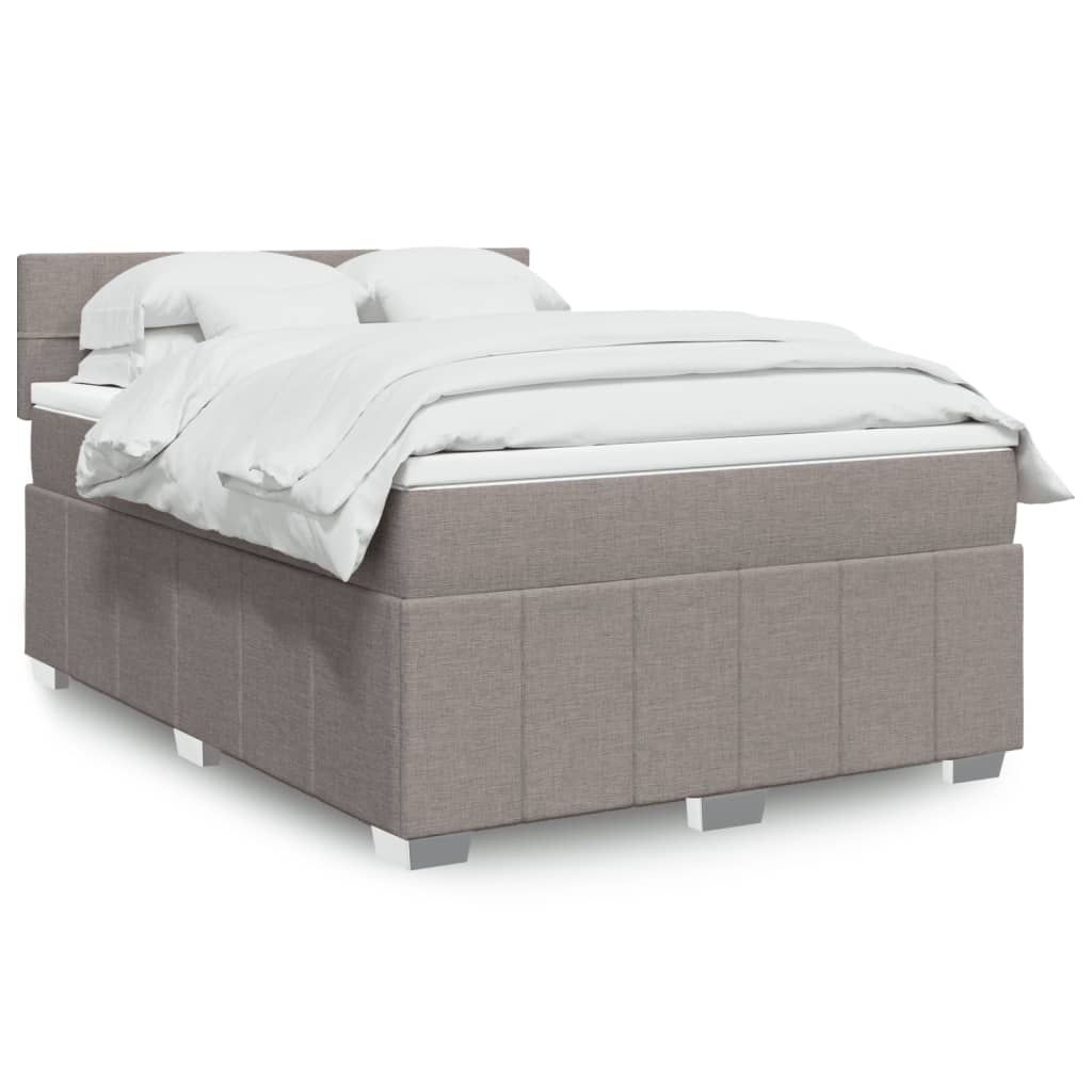 Boxspring met matras stof taupe 140x200 cm – afbeelding 1