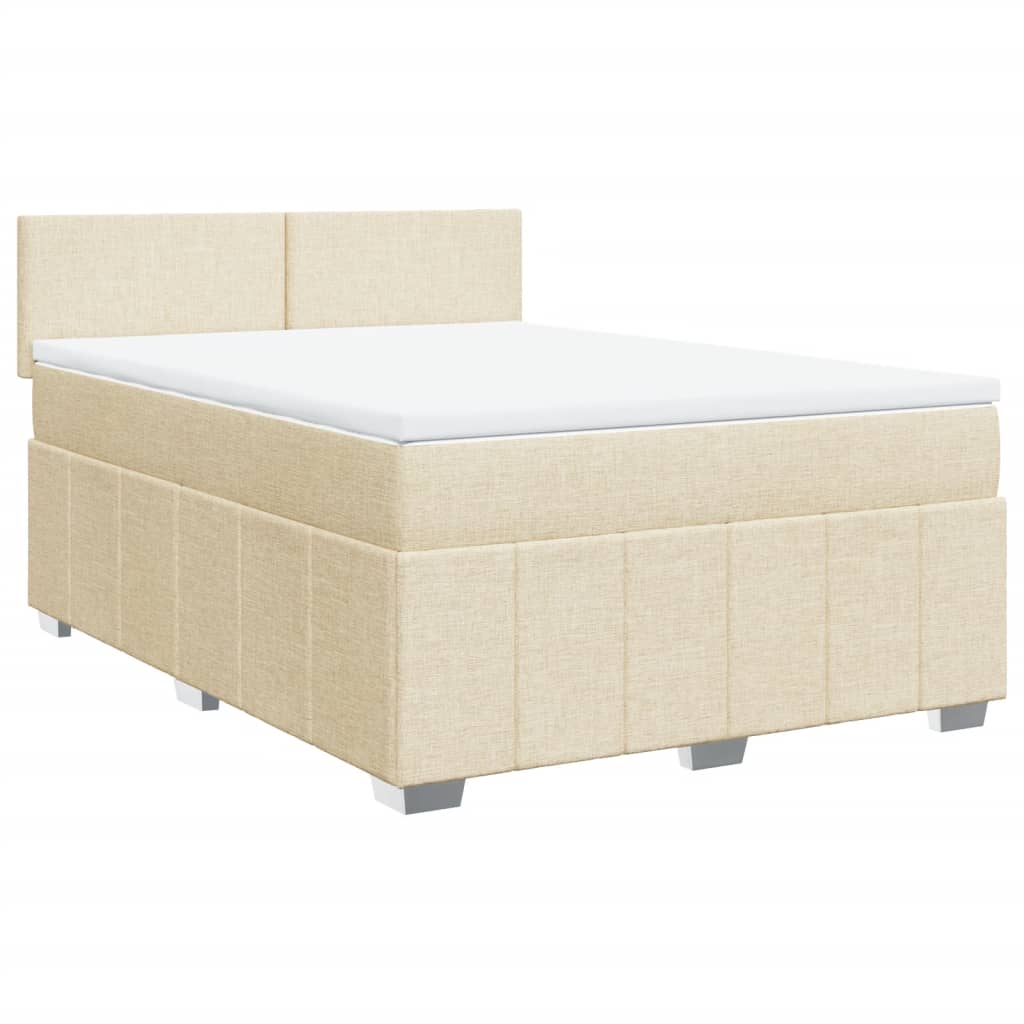 Boxspring met matras stof crèmekleurig 160x200 cm – afbeelding 2
