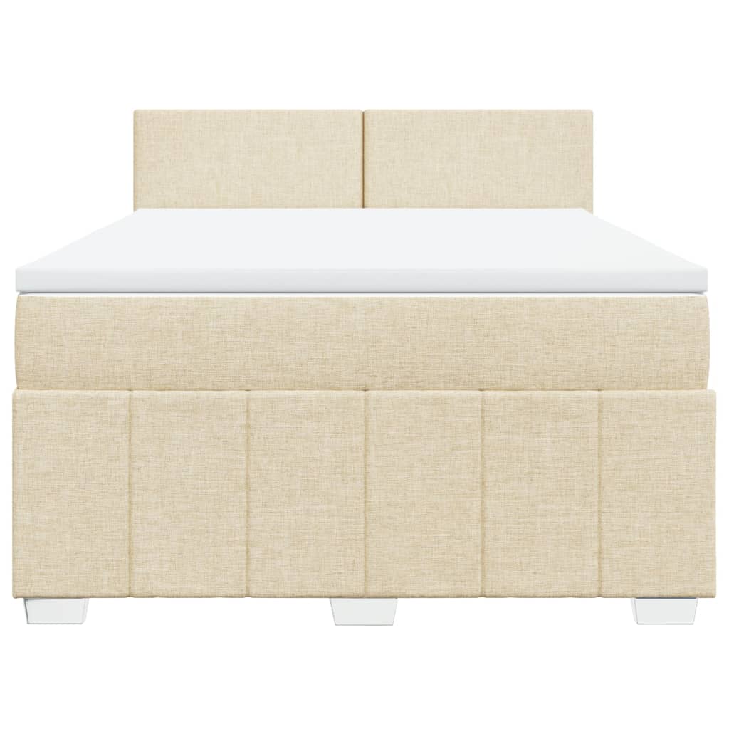 Boxspring met matras stof crèmekleurig 160x200 cm – afbeelding 4