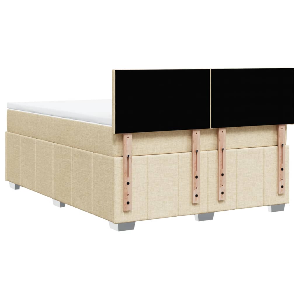 Boxspring met matras stof crèmekleurig 160x200 cm – afbeelding 6