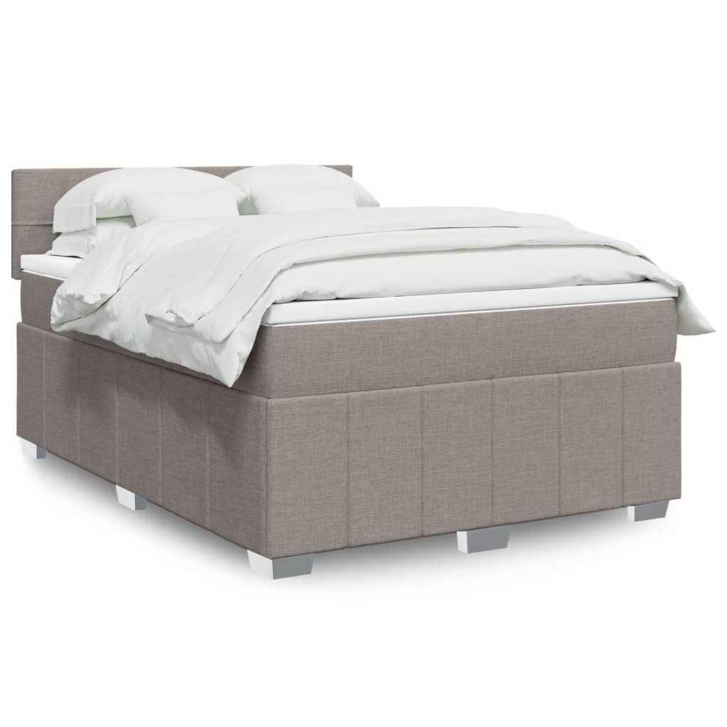 Boxspring met matras stof taupe 160x200 cm – afbeelding 1