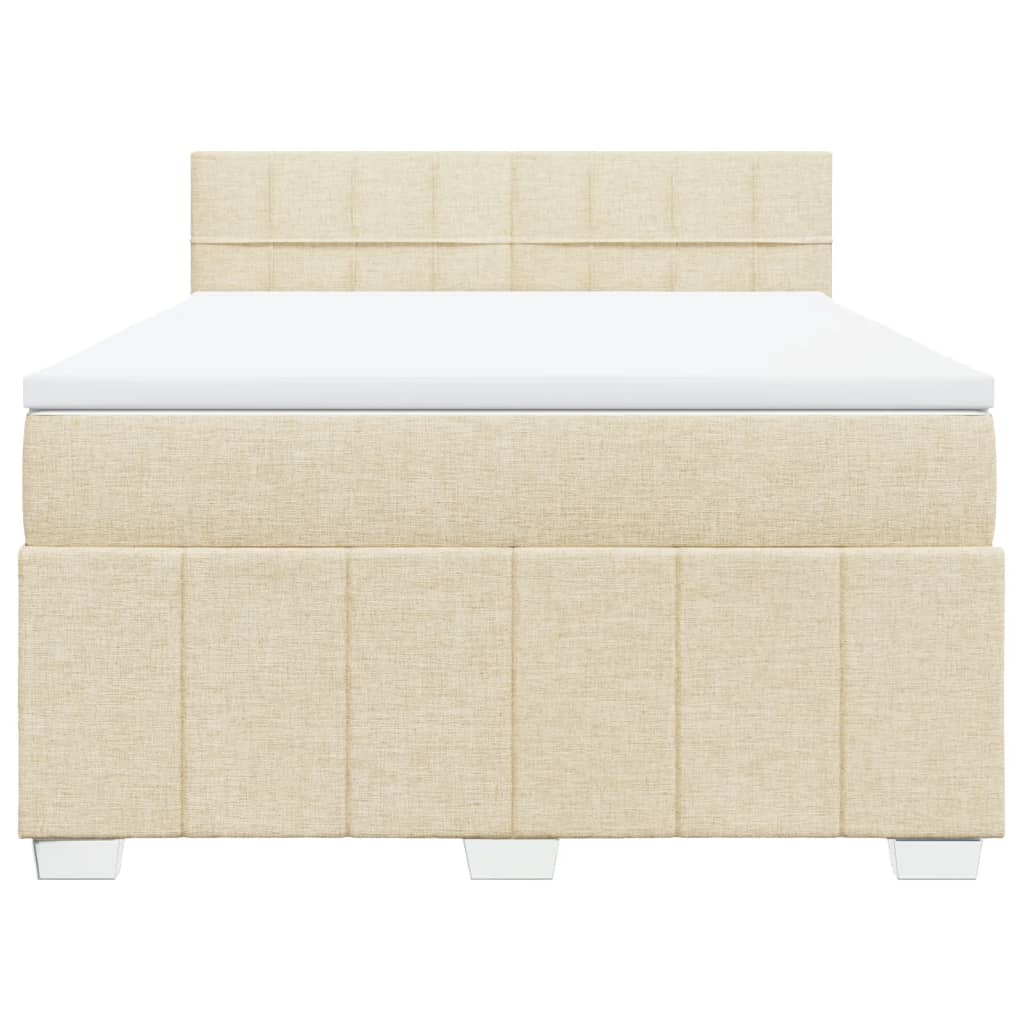Boxspring met matras stof crèmekleurig 160x200 cm – afbeelding 4