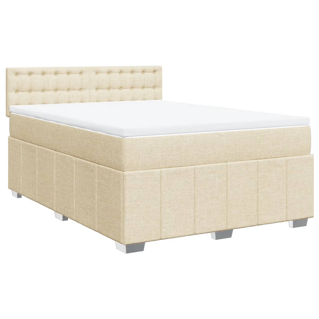 Boxspring met matras stof crèmekleurig 160x200 cm – afbeelding 2