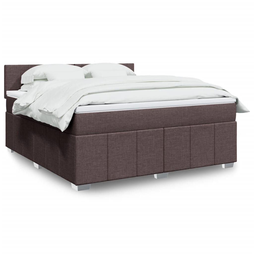 Boxspring met matras stof donkerbruin 180x200 cm – afbeelding 1