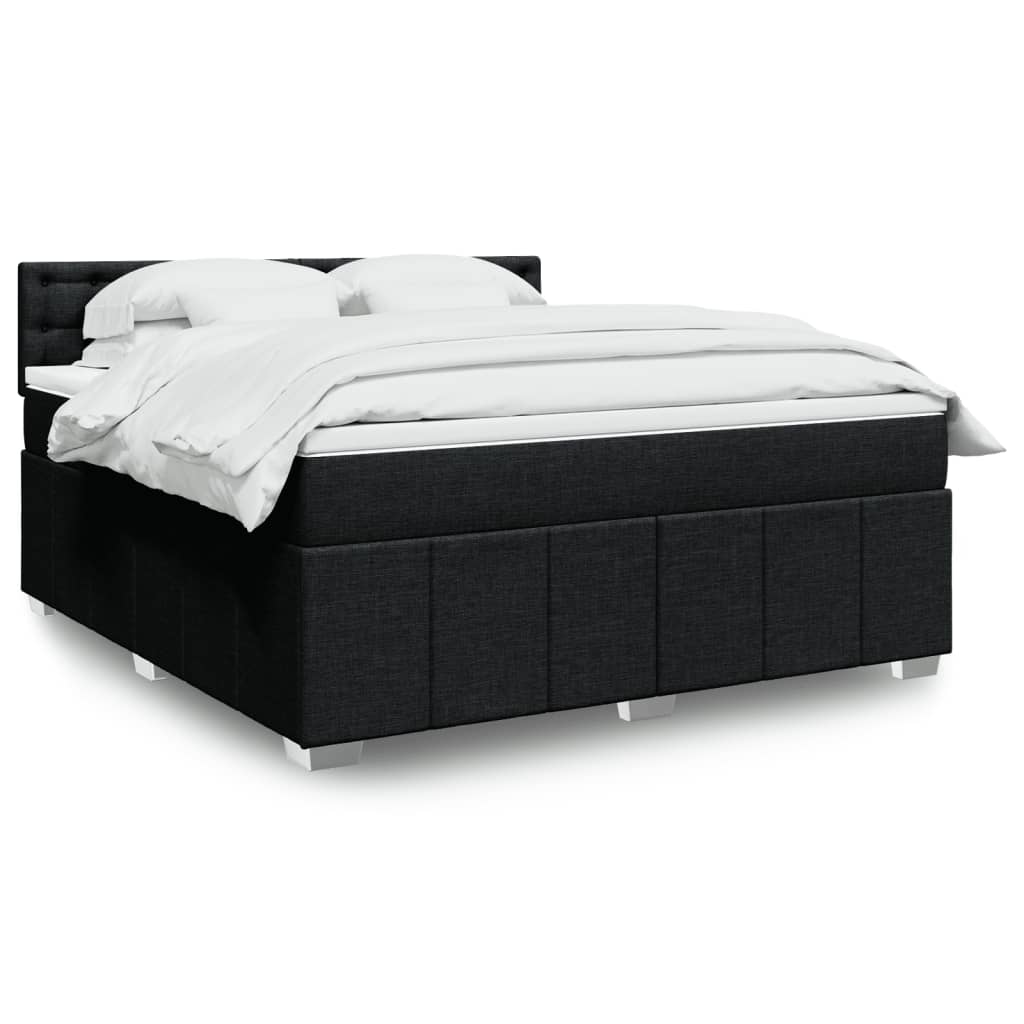 Boxspring met matras stof zwart 180x200 cm – afbeelding 1