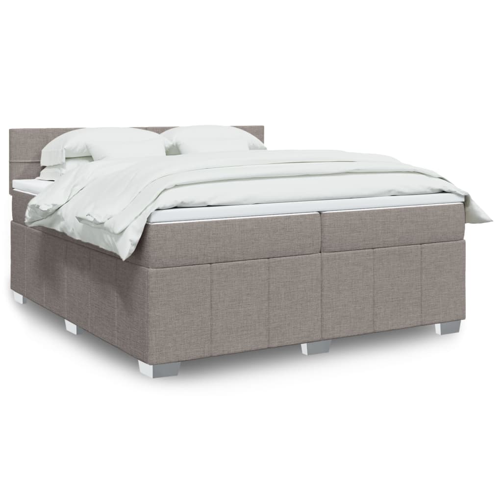 Boxspring met matras stof taupe 200x200 cm – afbeelding 1