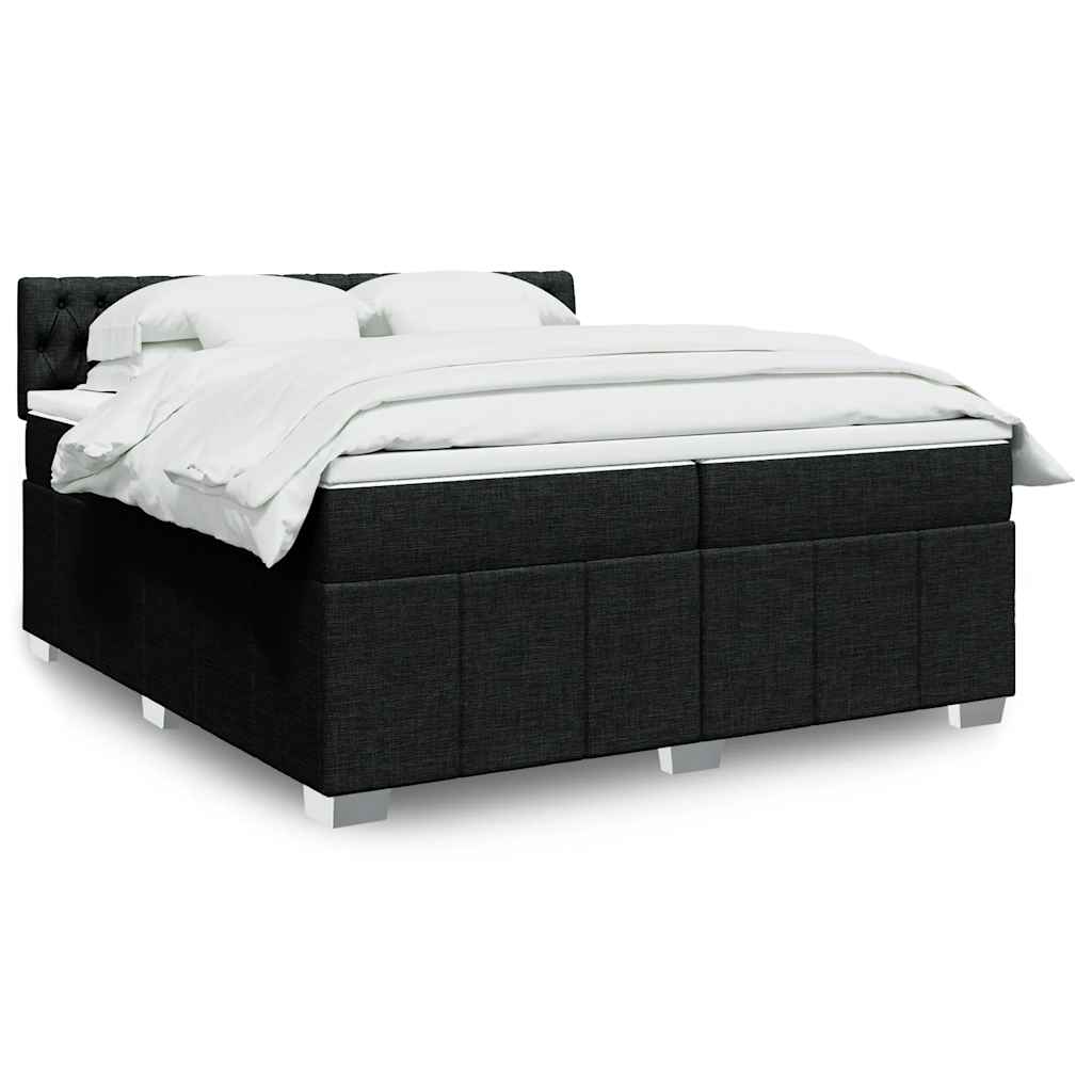 Boxspring met matras stof zwart 200x200 cm – afbeelding 1