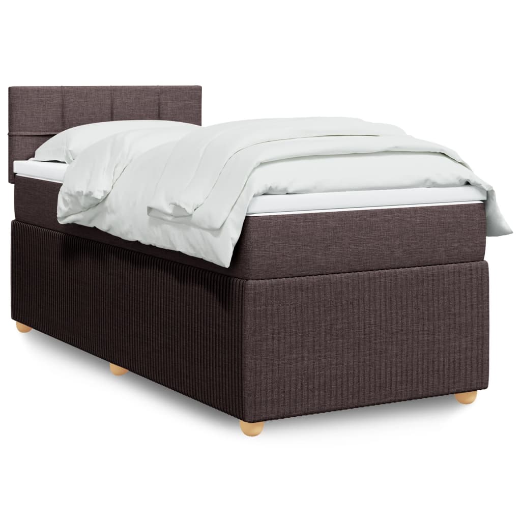 Boxspring met matras stof donkerbruin 80x200 cm – afbeelding 1