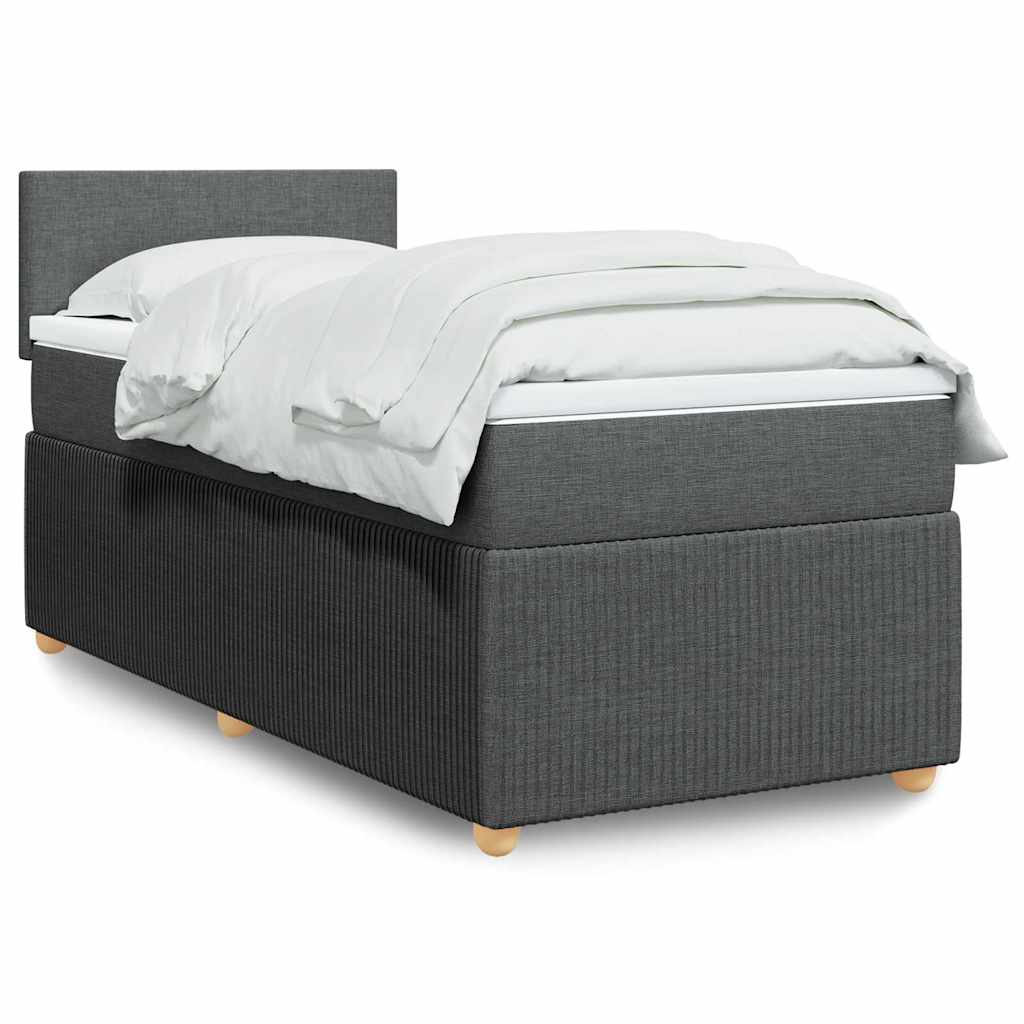 Boxspring met matras stof donkergrijs 90x200 cm – afbeelding 1