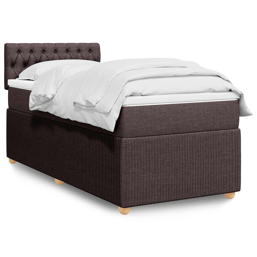 Boxspring met matras stof donkerbruin 90x200 cm – afbeelding 1