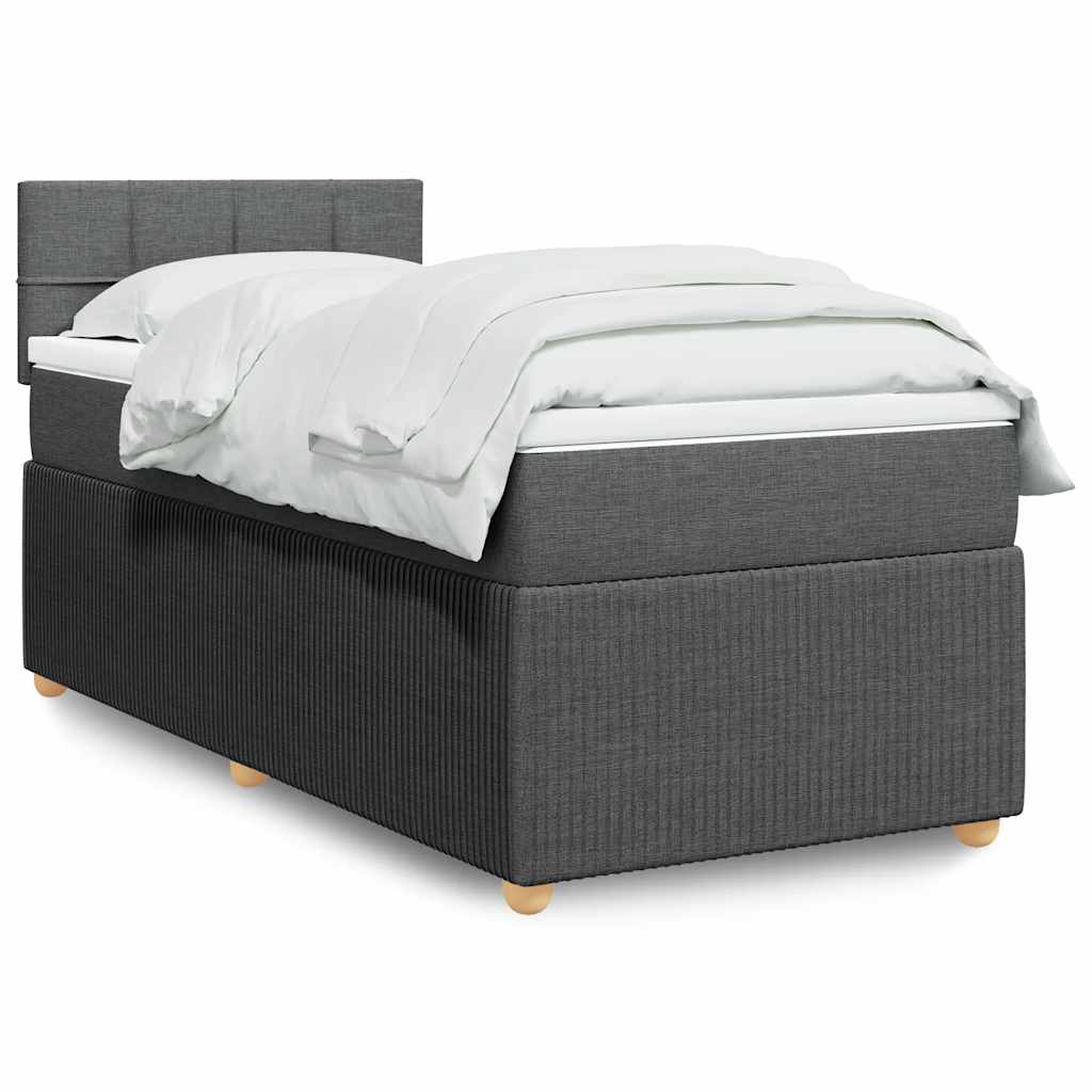 Boxspring met matras stof donkergrijs 100x200 cm – afbeelding 1