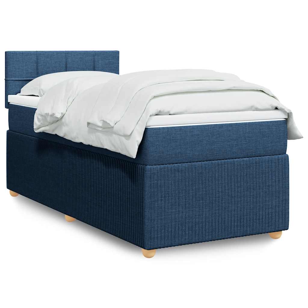 Boxspring met matras stof blauw 100x200 cm – afbeelding 1
