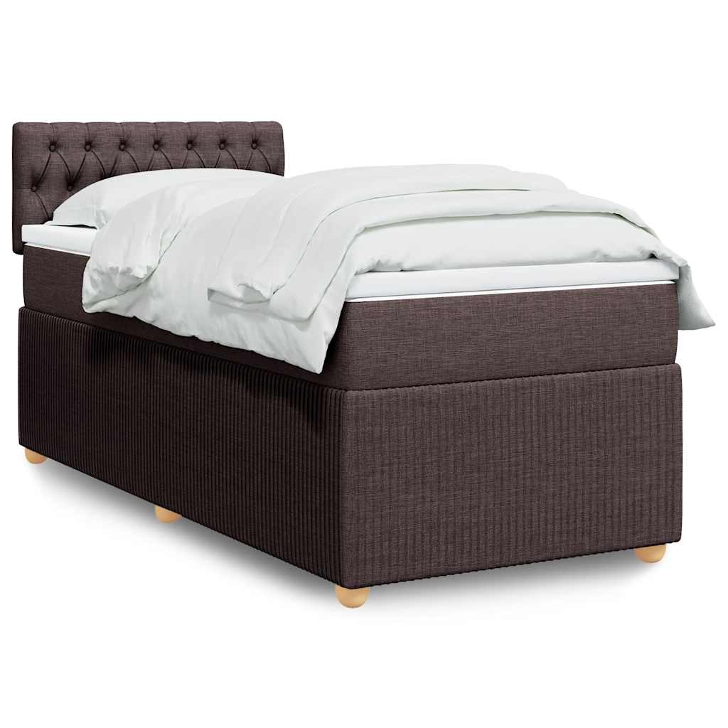 Boxspring met matras stof donkerbruin 100x200 cm – afbeelding 1