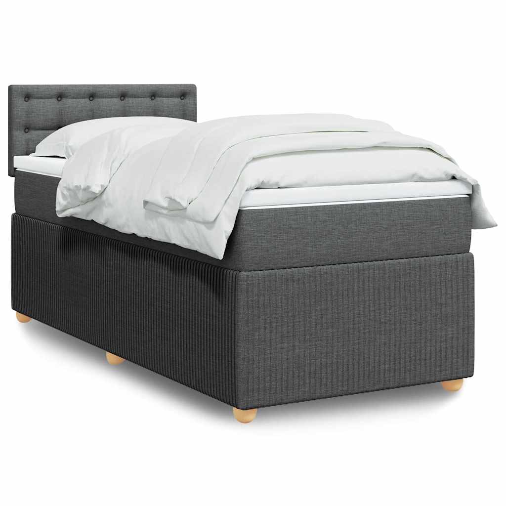 Boxspring met matras stof donkergrijs 100x200 cm – afbeelding 1