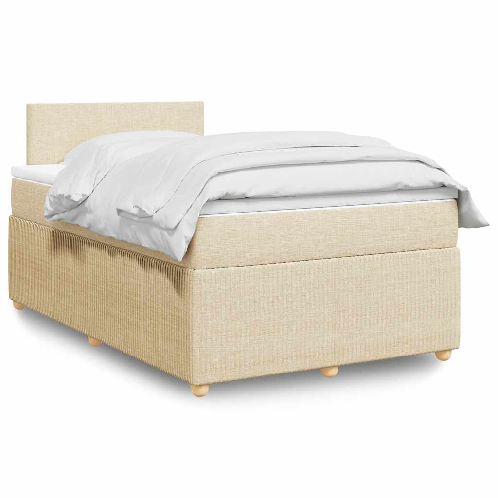 Boxspring met matras stof crèmekleurig 120x190 cm – afbeelding 1