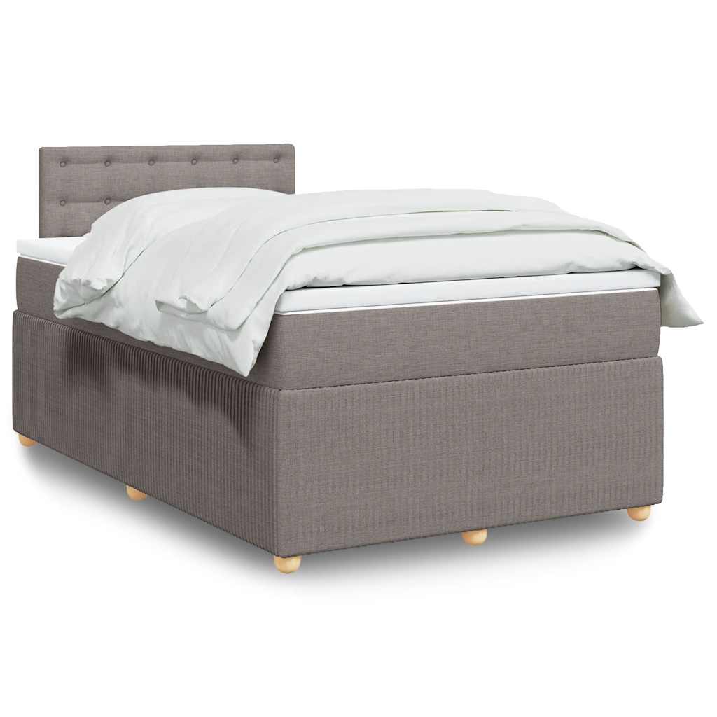 Boxspring met matras stof taupe 120x190 cm – afbeelding 1