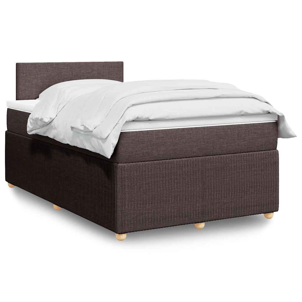 Boxspring met matras stof donkerbruin 120x200 cm – afbeelding 1