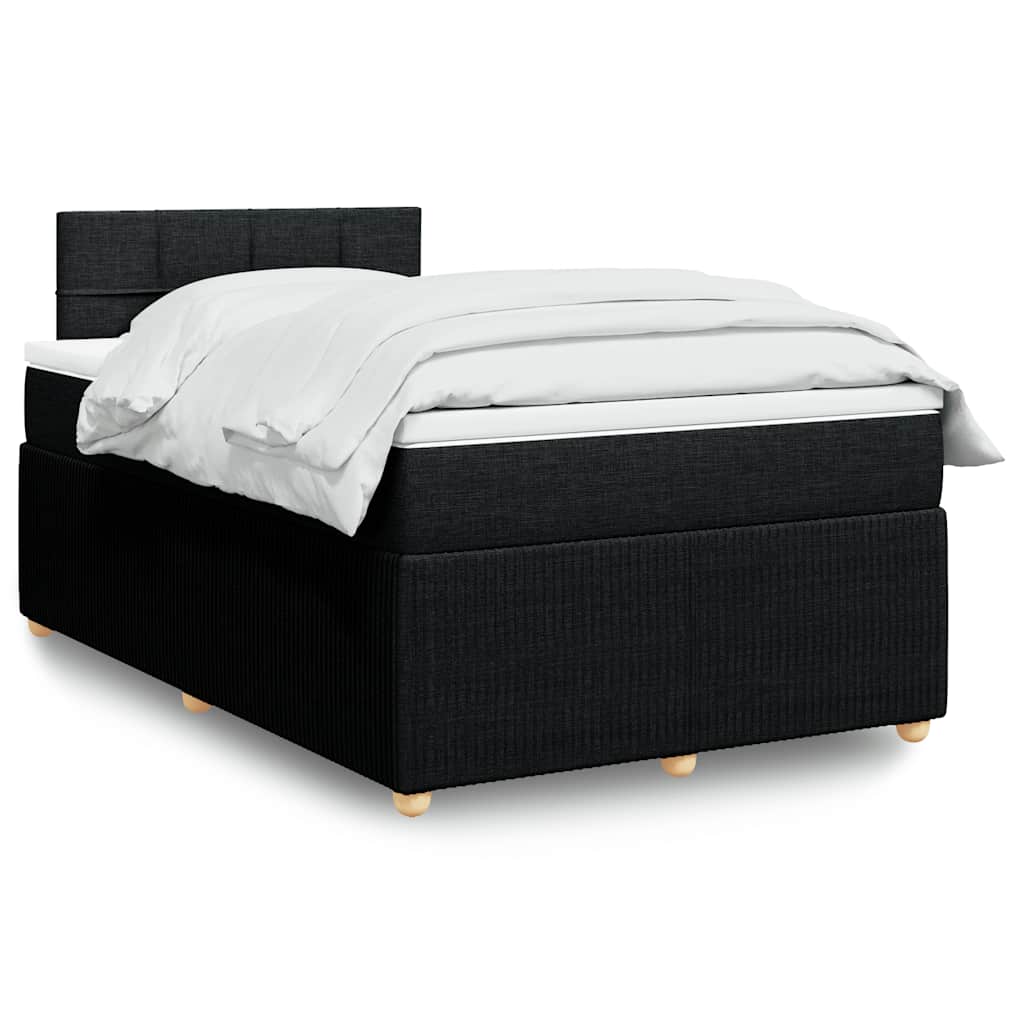 Boxspring met matras stof zwart 120x200 cm – afbeelding 1