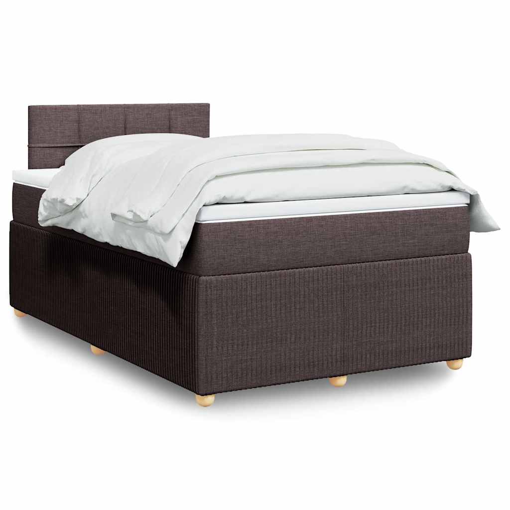 Boxspring met matras stof donkerbruin 120x200 cm – afbeelding 1