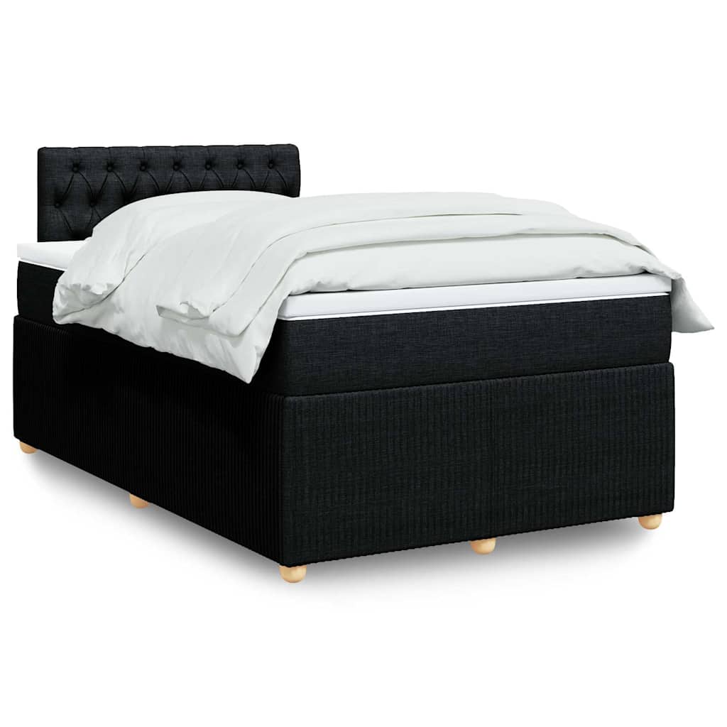 Boxspring met matras stof zwart 120x200 cm – afbeelding 1