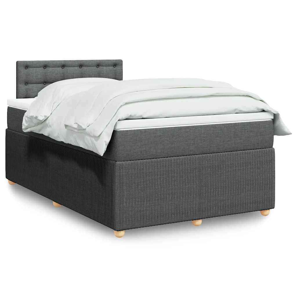 Boxspring met matras stof donkergrijs 120x200 cm – afbeelding 1