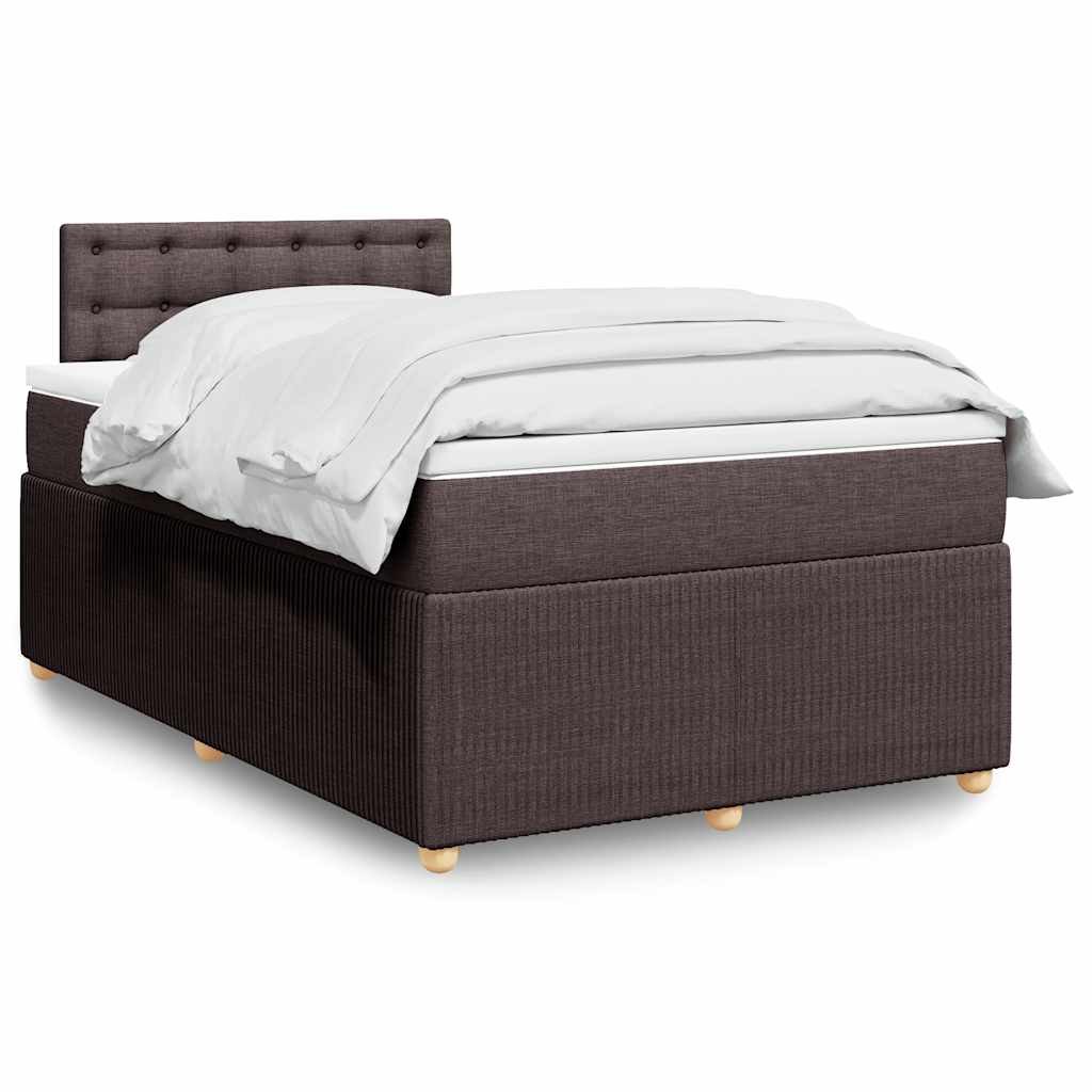 Boxspring met matras stof donkerbruin 120x200 cm – afbeelding 1