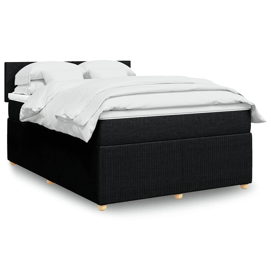 Boxspring met matras stof zwart 140x200 cm – afbeelding 1