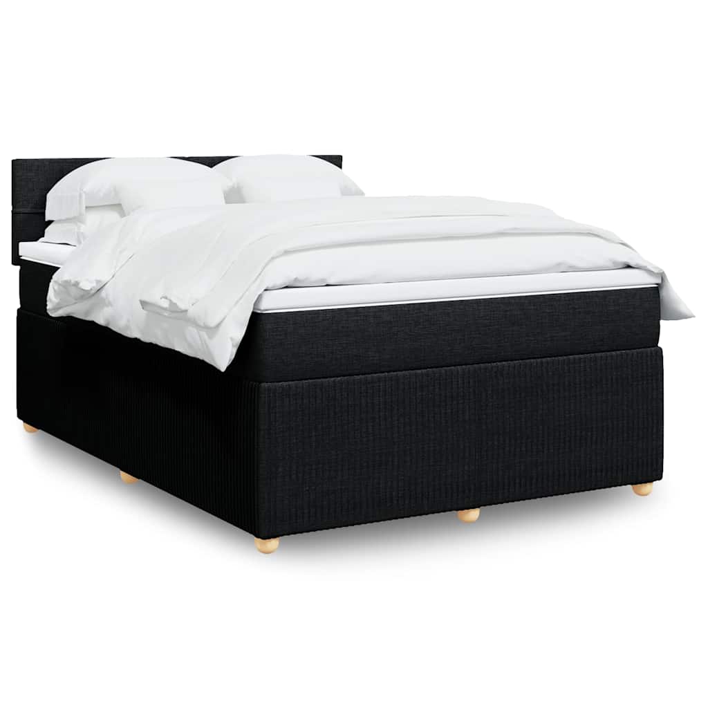 Boxspring met matras stof zwart 140x200 cm – afbeelding 1