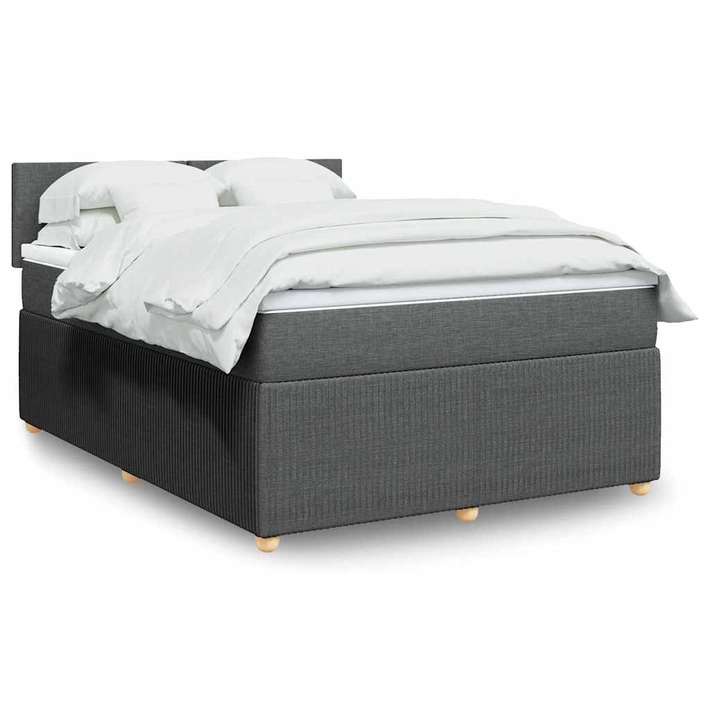 Boxspring met matras stof donkergrijs 160x200 cm – afbeelding 1