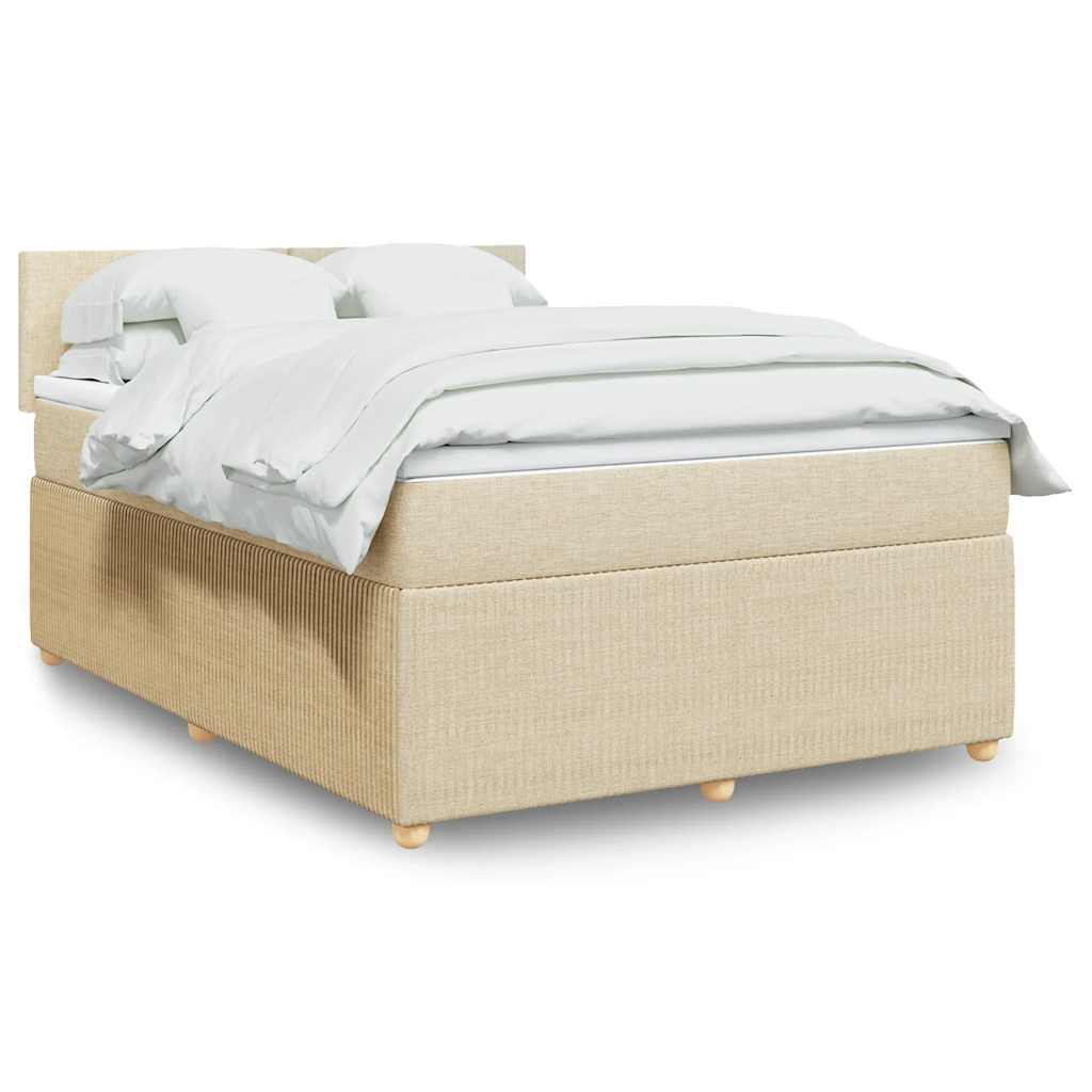 Boxspring met matras stof crèmekleurig 160x200 cm – afbeelding 1