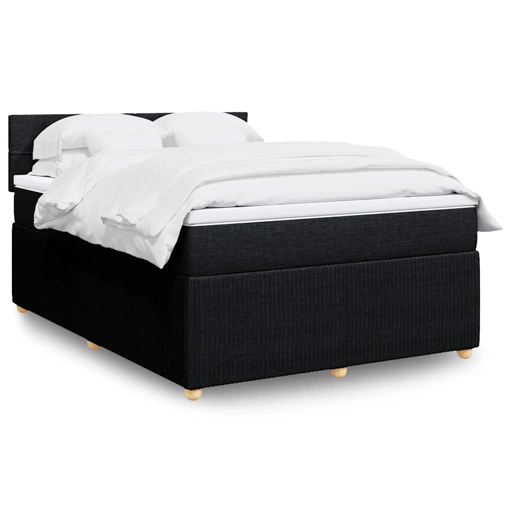 Boxspring met matras stof zwart 160x200 cm – afbeelding 1