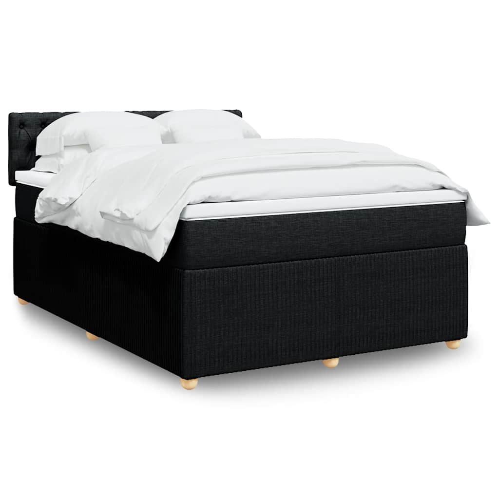 Boxspring met matras stof zwart 160x200 cm – afbeelding 1