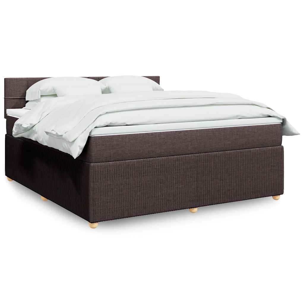 Boxspring met matras stof donkerbruin 180x200 cm – afbeelding 1