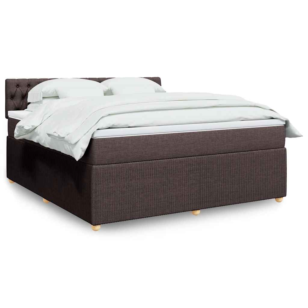 Boxspring met matras stof donkerbruin 180x200 cm – afbeelding 1