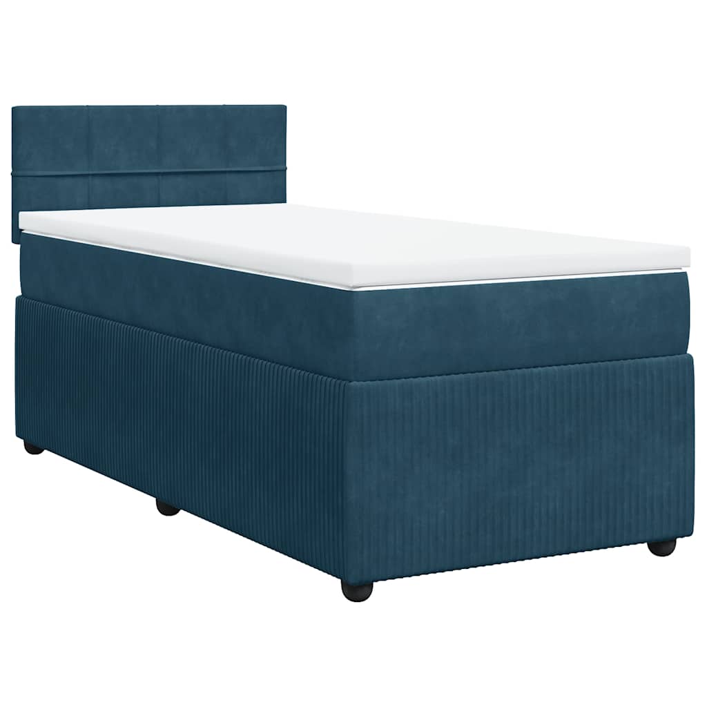 Boxspring met matras fluweel blauw 80x200 cm – afbeelding 2