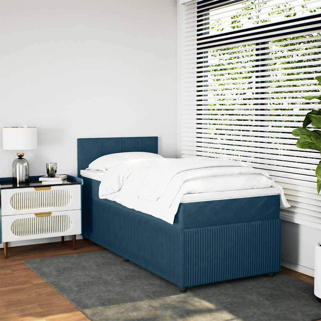 Boxspring met matras fluweel blauw 80x200 cm – afbeelding 3