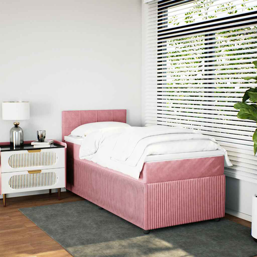 Boxspring met matras fluweel roze 80x200 cm – afbeelding 3